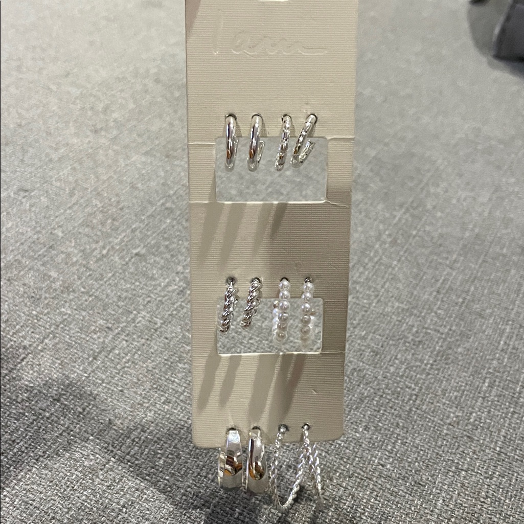 I Am Silver Hoops Earrings 6 Pairs 16$